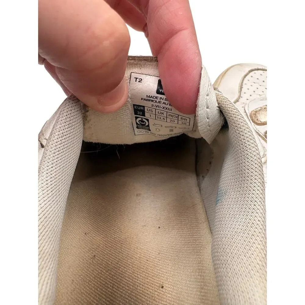 Veja Kids White Leather Sneakers Rose Gold Size 1 Girls Shoes Metallic School